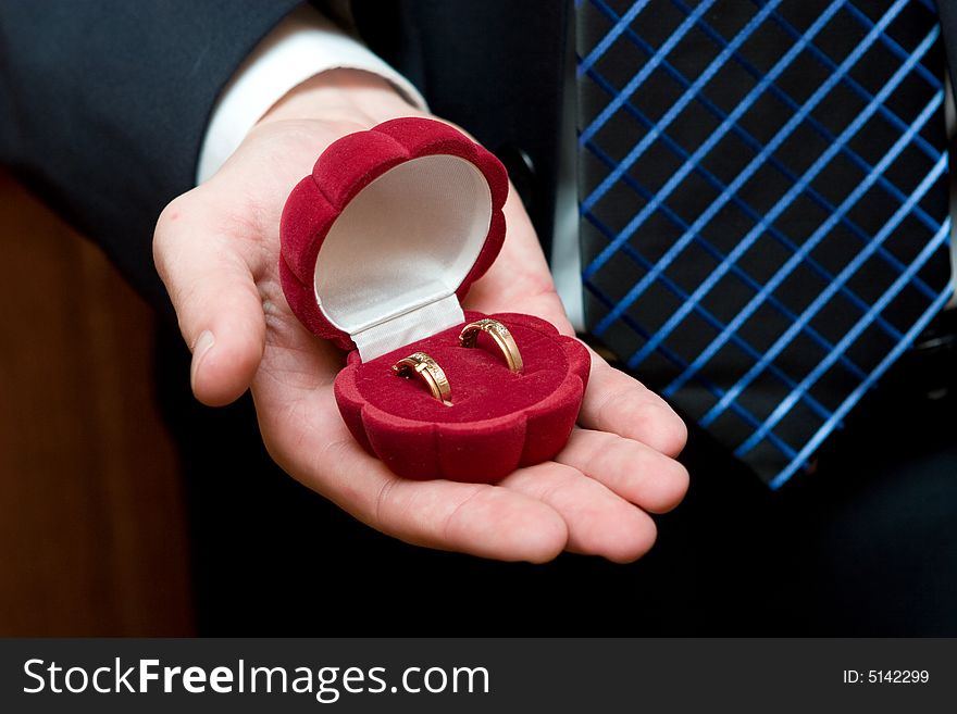 Two wedding rings in the box which holds a man. Two wedding rings in the box which holds a man