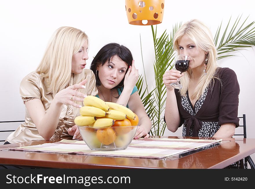 Girlfriends drinking wine and having fun