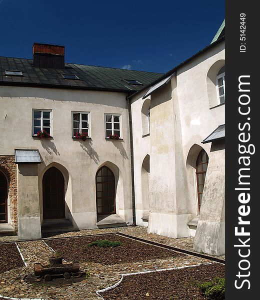 The old building with yard. The old building with yard