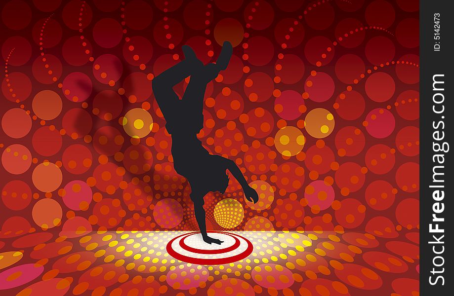 Illustration of dancing disco silhouette