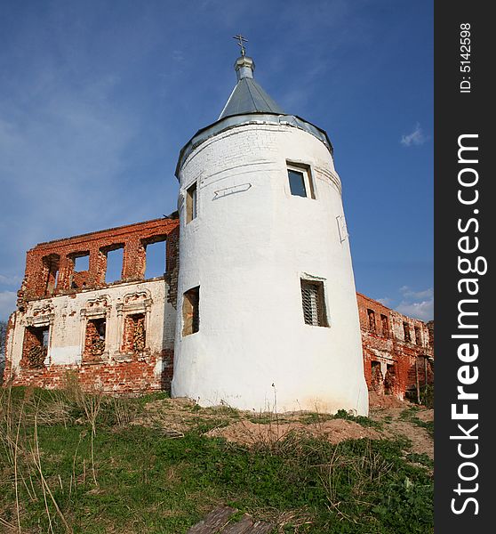 Monastery on the lake in Russia