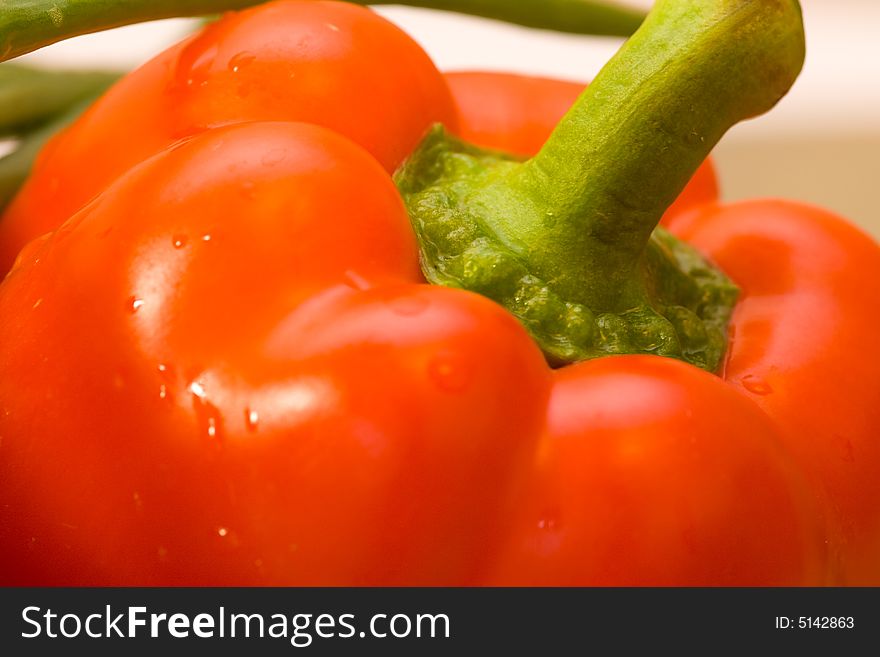 The macro of a red paprika