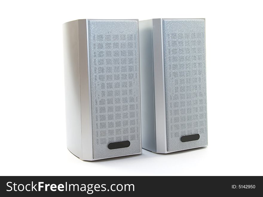 Two speakers on white