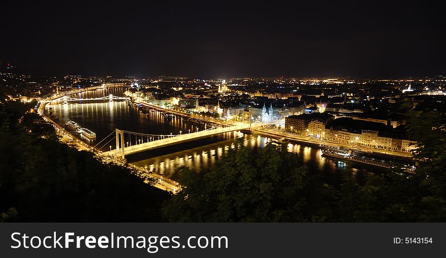 Budapest at night from Citadella