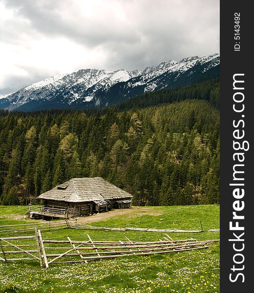 Shepherd cottage in Piatra Craiului mountains (Carpathian ridge in Romania)