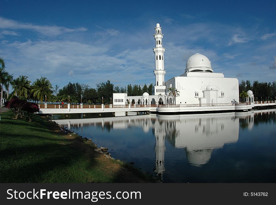Tengku Tengah Zaharah Mosque. The floating Mosque from Kuala Terengganu.