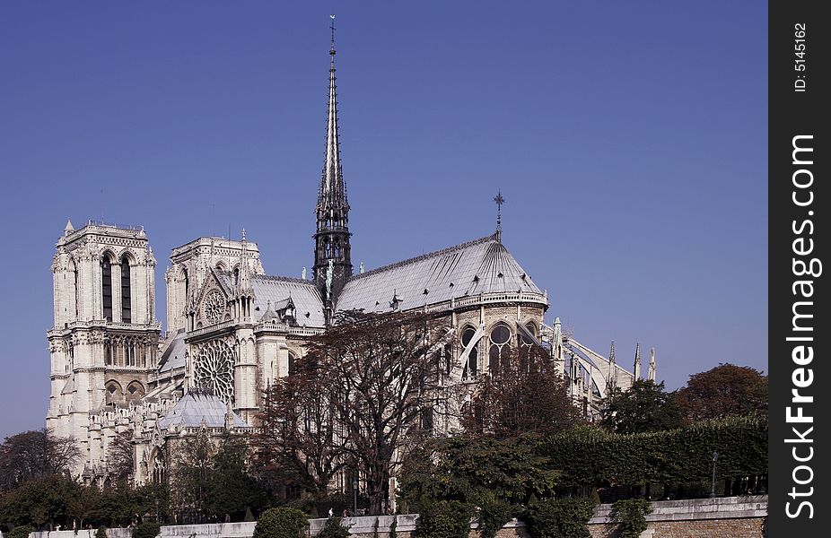Notre Dame De Paris, Gothic Cathedral, Seine River, France. Notre Dame De Paris, Gothic Cathedral, Seine River, France