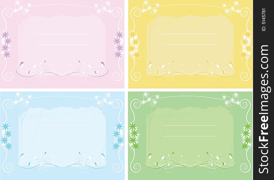 Grunge floral backgrounds 4 different version vector