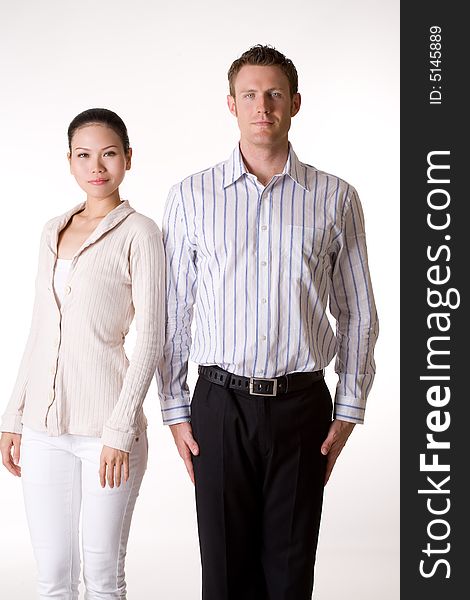 A successful Asian businesswoman and Caucasian businessman. A successful Asian businesswoman and Caucasian businessman