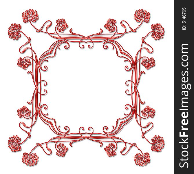 Abstract frame with floral ornament - graphic illustration