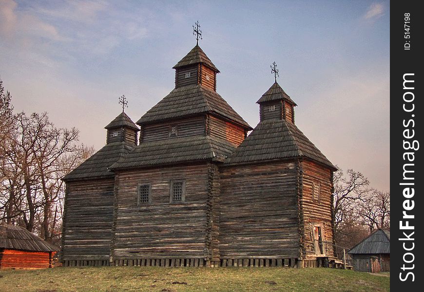 The ancient wooden monastery in Ukrana