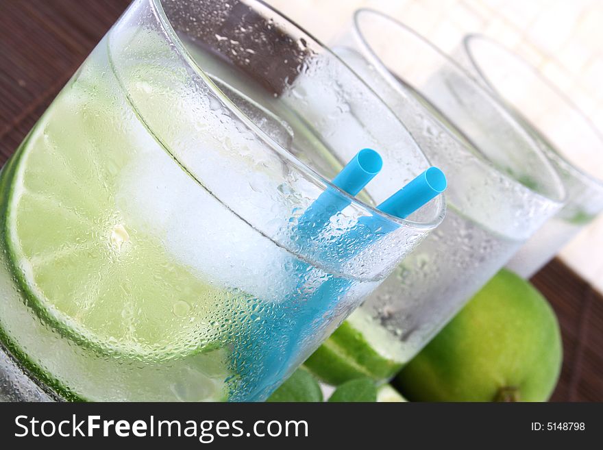 Ice water with lime