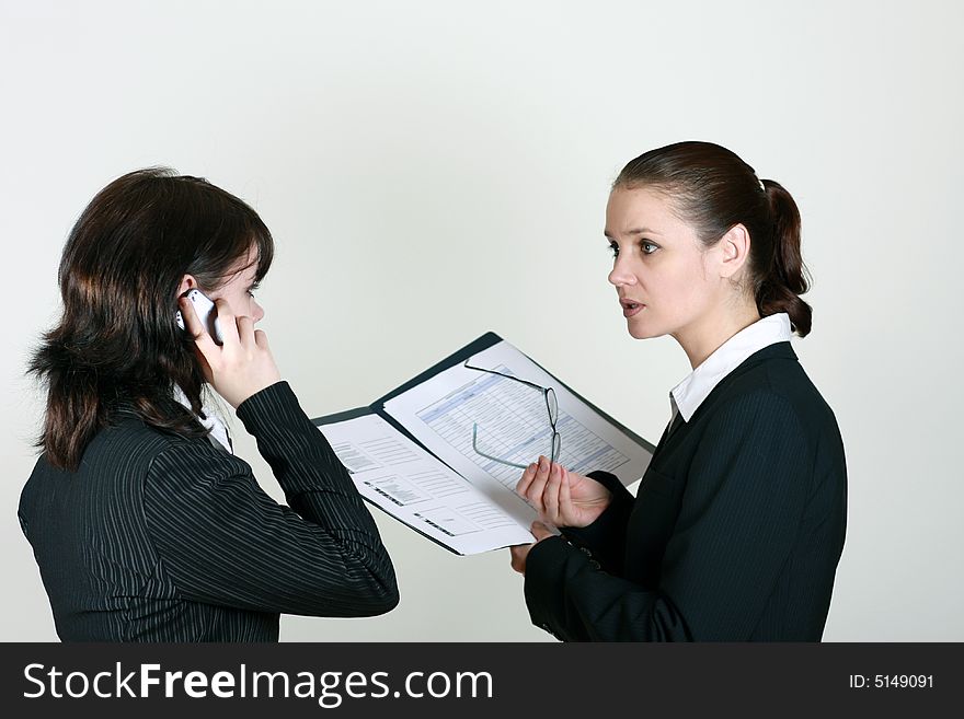 Two businesswomen working in the office. Two businesswomen working in the office