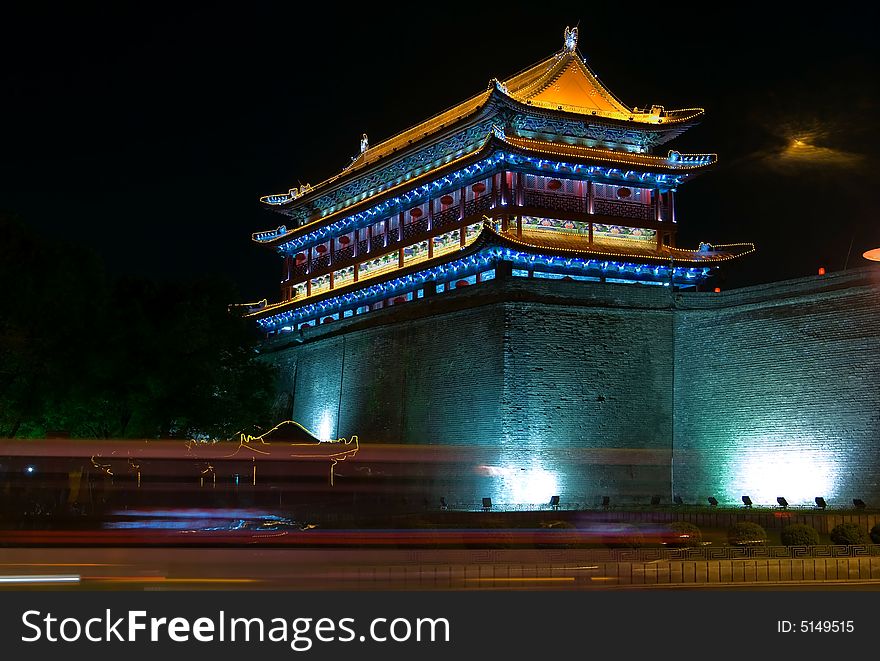 Southern gate at night,  Xian, China