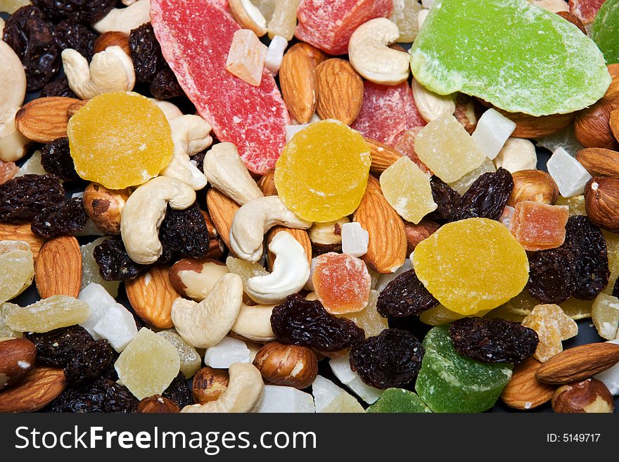 Dried fruits, raisins and nuts. Dried fruits, raisins and nuts