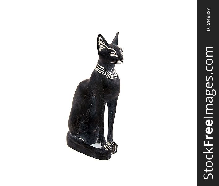 Statuette of the Egyptian cat of manual work from a basalt stone