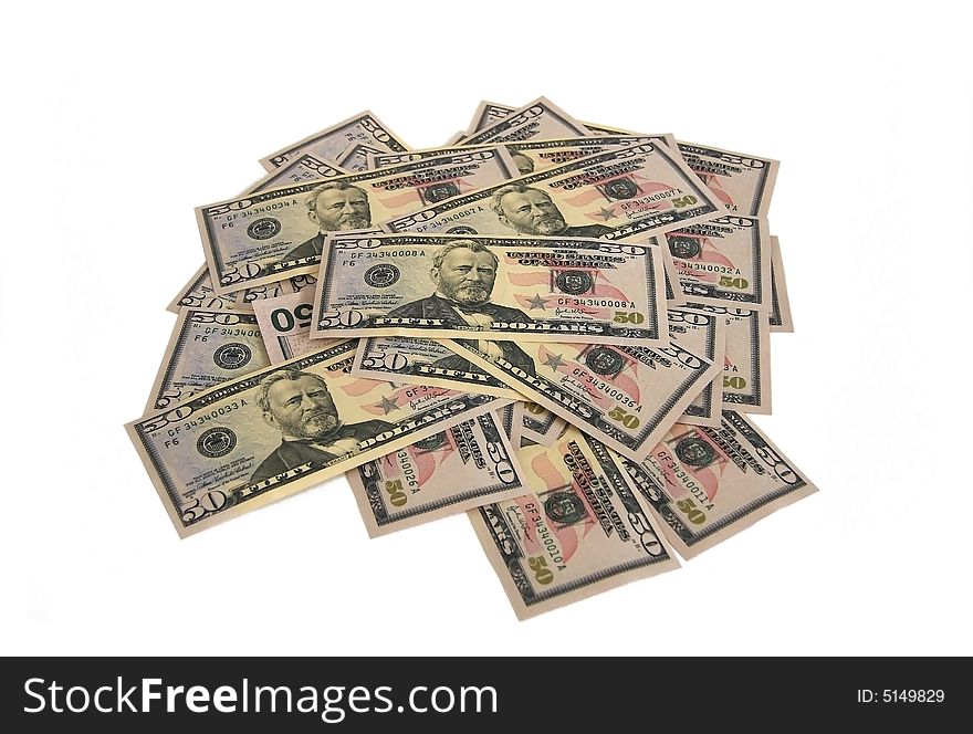 Lot of money from banknotes on 50 dollars. Lot of money from banknotes on 50 dollars