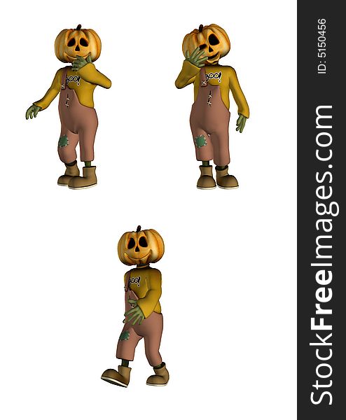 Set of 3 Jack O' Lantern Halloween men with clipping path. Set of 3 Jack O' Lantern Halloween men with clipping path