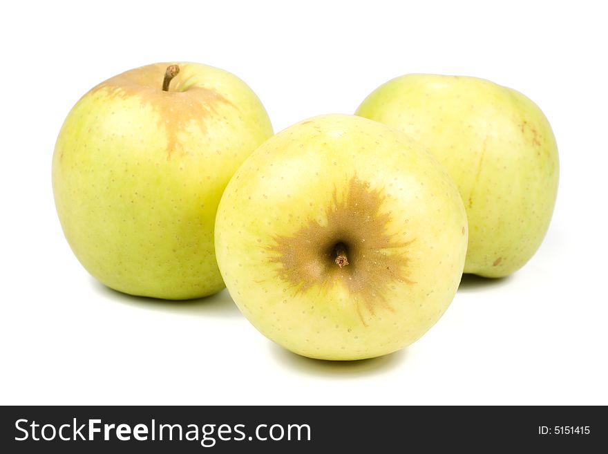 Fresh green apples isolated on a white background