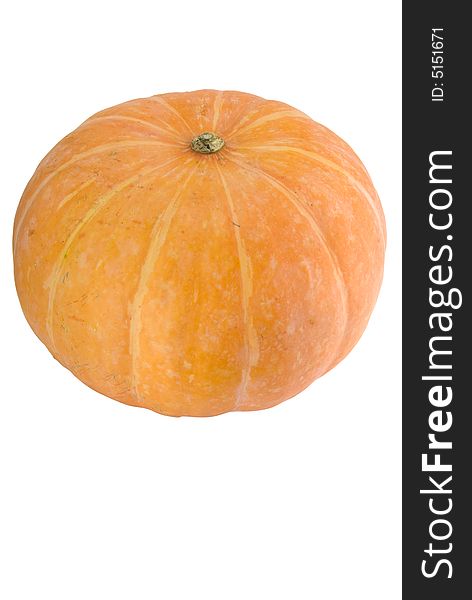 Orange ripe pumkin iso;ated on white background. Orange ripe pumkin iso;ated on white background