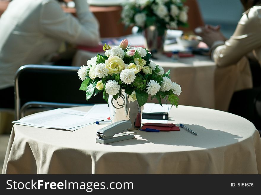 Table  for discussion on the exhibition. Table  for discussion on the exhibition