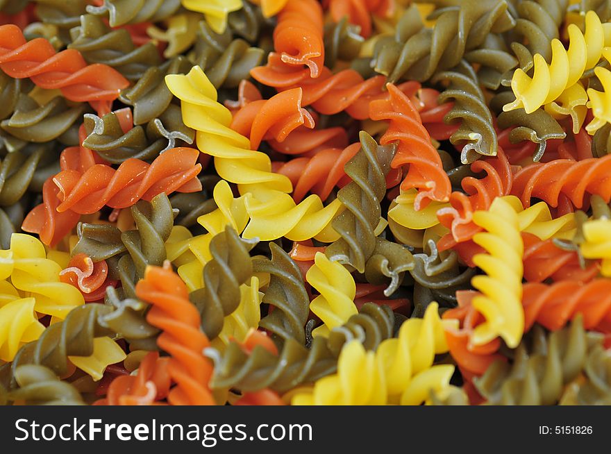 Close up colored Italian pasta