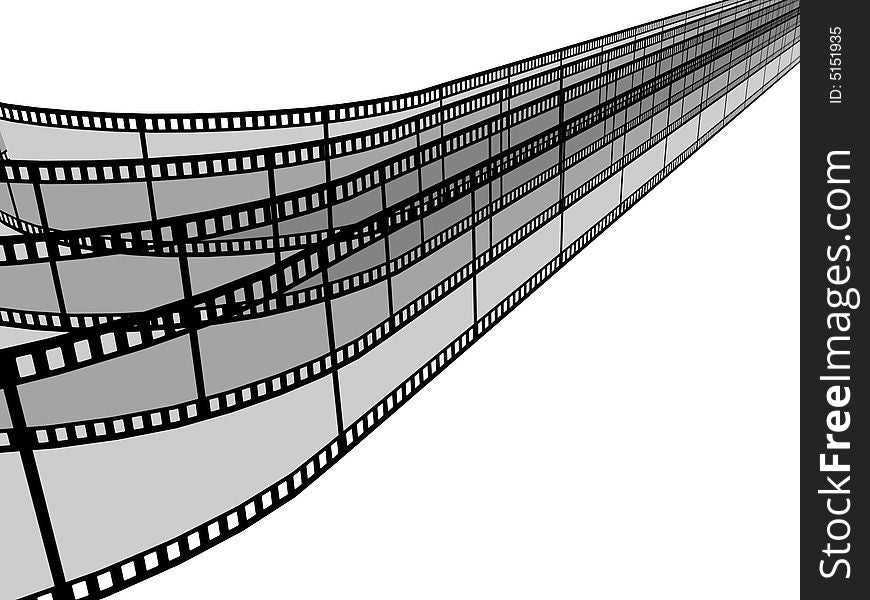 3d blank films strip over white background. 3d blank films strip over white background