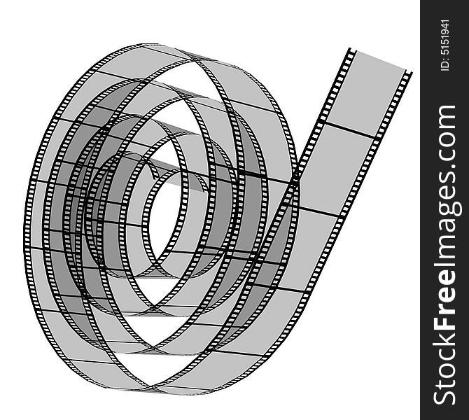 3d blank films strip over white background. 3d blank films strip over white background