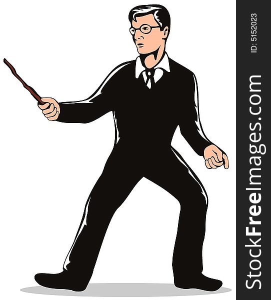 Vector art of a Magician with wand