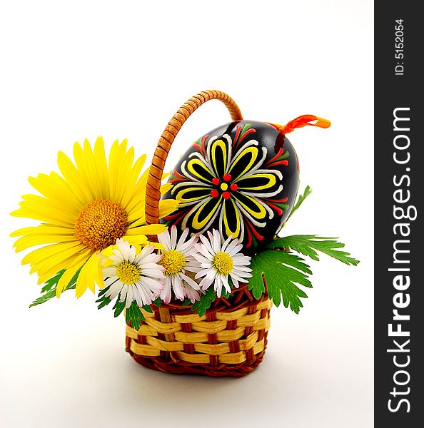 Easter basket arranged in still life