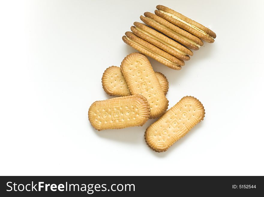 Pile and stack of biscuit with vanilla filling. Pile and stack of biscuit with vanilla filling