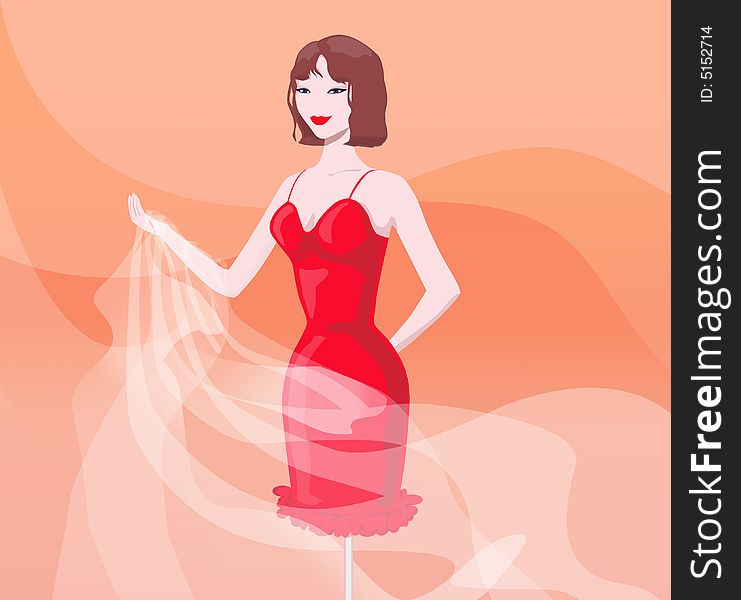 Girl In Red Evening Dress