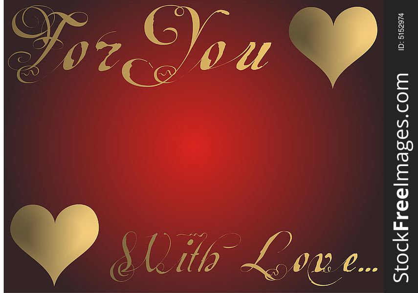 Love card - golden and red