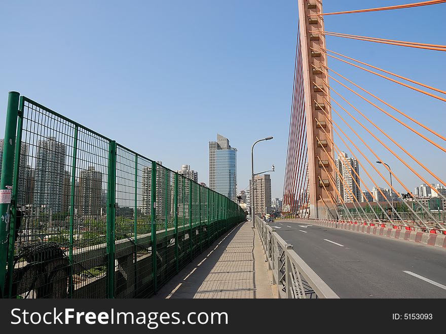 Bridge with blue sky Shanghai China. Bridge with blue sky Shanghai China