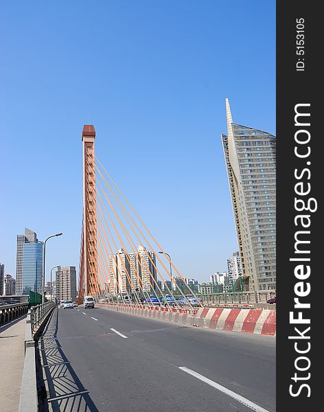 Bridge with blue sky Shanghai China. Bridge with blue sky Shanghai China