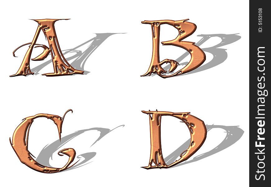 Capital Letters metallic copper with shadow. Capital Letters metallic copper with shadow.