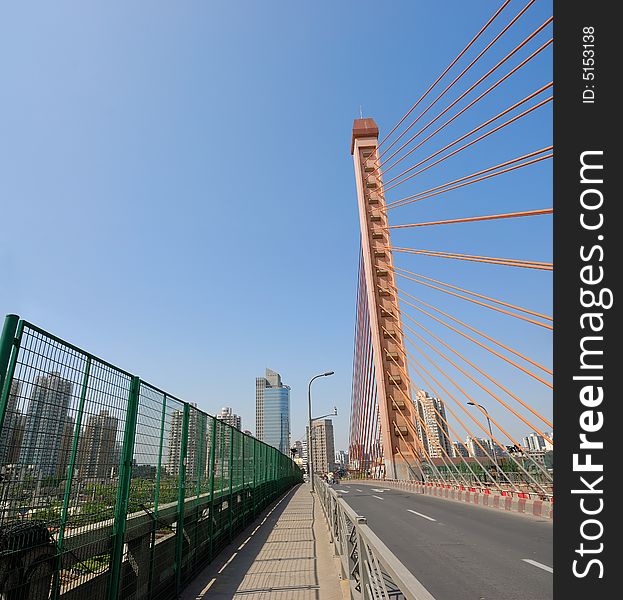 Bridge with blue sky Shanghai China. Bridge with blue sky Shanghai China