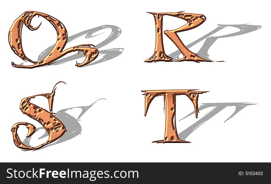 Capital Letters metallic copper with shadow. Capital Letters metallic copper with shadow.