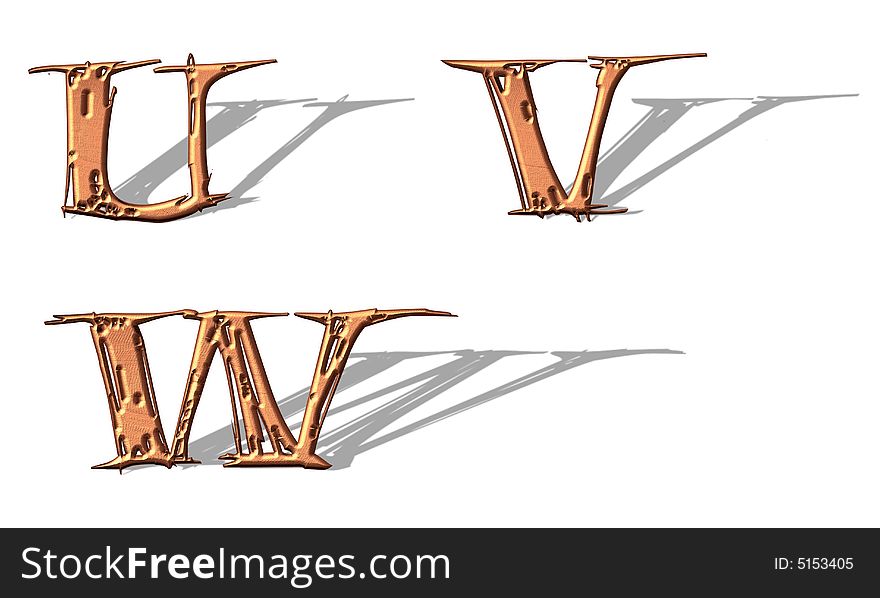 Capital Letters metallic copper with shadow. Capital Letters metallic copper with shadow.