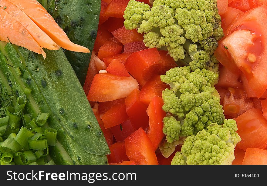 Licks of vegetables on full frame. Licks of vegetables on full frame