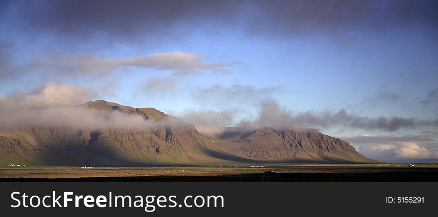 Mountains lit by the sun Iceland. Mountains lit by the sun Iceland