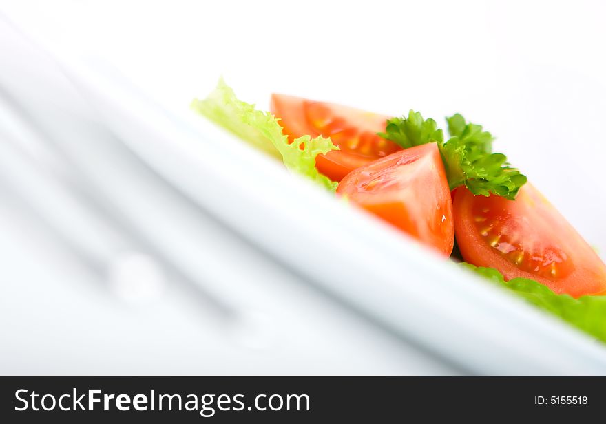 Italian salad with tomato close up