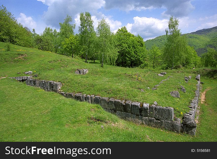 The ruins of Costesti Dacian Fortress. The ruins of Costesti Dacian Fortress