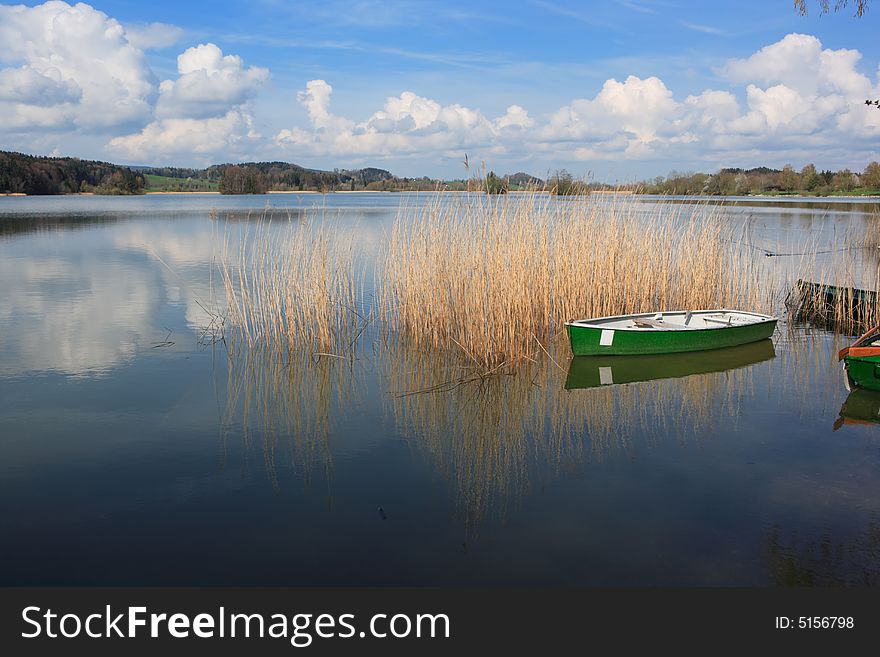 Rowboat at lake in bavaria