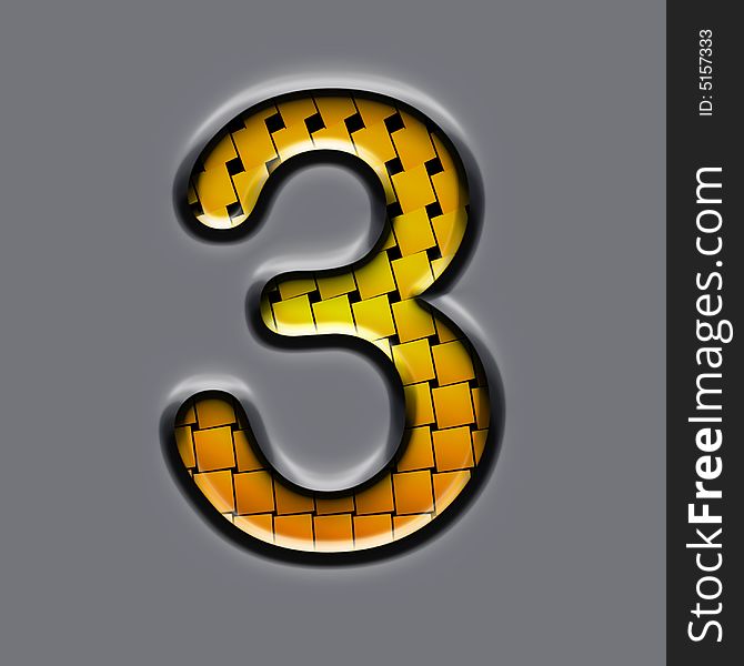 Orange 3d number on grey background