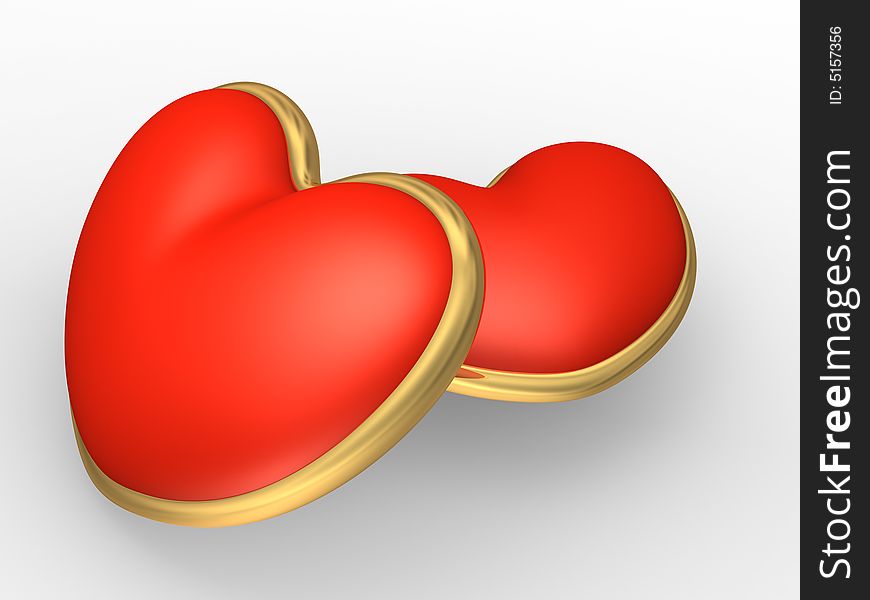 3d render of hearts on white background. 3d render of hearts on white background