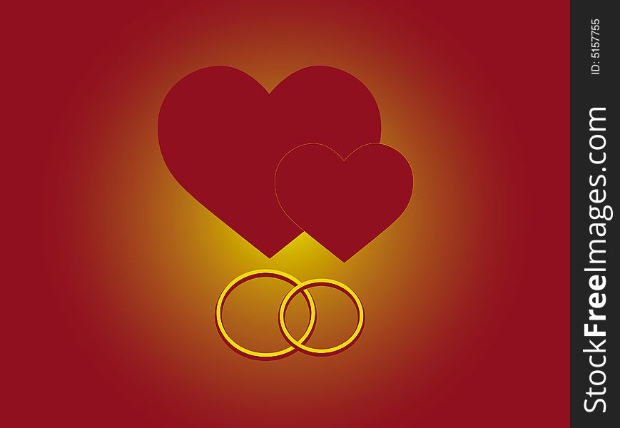Vector illustration -Heart and rings for lovers. Vector illustration -Heart and rings for lovers