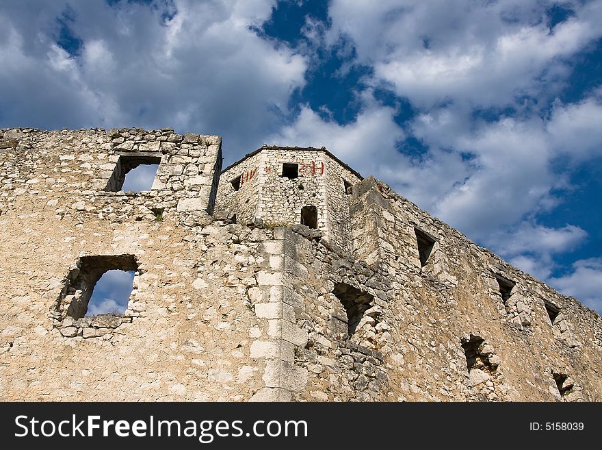 A old walls and ruins of historical tower fortress in pocitelj. A old walls and ruins of historical tower fortress in pocitelj