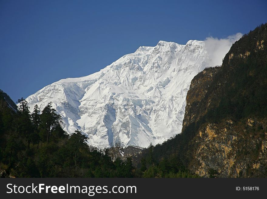 View of annapurna mountain