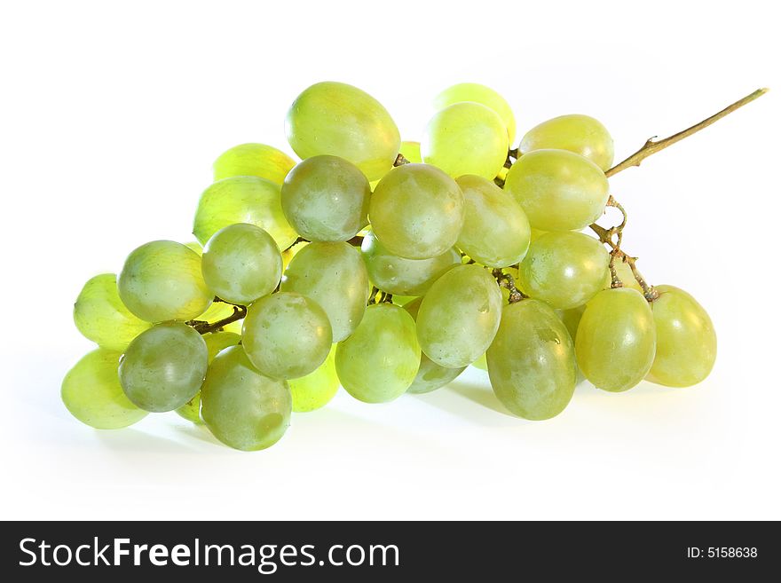 Green fresh grapes isolated on white backround. Green fresh grapes isolated on white backround